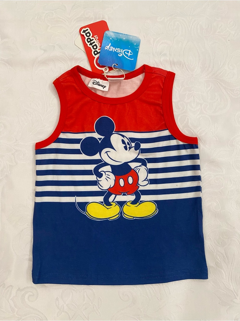 Disney Boy Mickey Mouse Red & Blue Sleeveless Tank Top, Size 2Y, 4-5Y